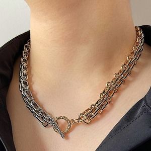Statement Curb Gold Silver Cuban Chain Toggle O Ring Chunky Choker Neckl…